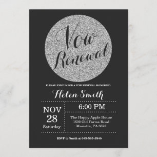 Vow Renewal Black and Silver Glitter inbjudan