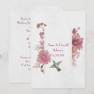 Vow Renewal-blommigt gräns med hummingbird Inbjudningar
