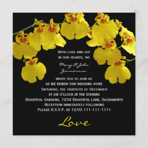Vow Renewal Bright Gult Orchids på Black Inbjudningar