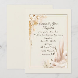 Vow Renewal Bröllop Blommigt Ram Inbjudningar