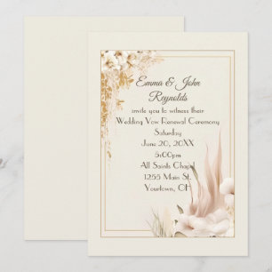 Vow Renewal Bröllop Blommigt Ram Inbjudningar