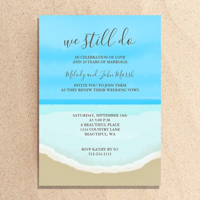 Vow Renewal Bröllop Watercolor Beach Inbjudningar (Skapare uppladdad)