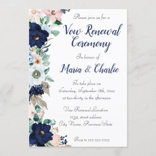 Vow Renewal Ceremony Elegant Blommigts Inbjudningar