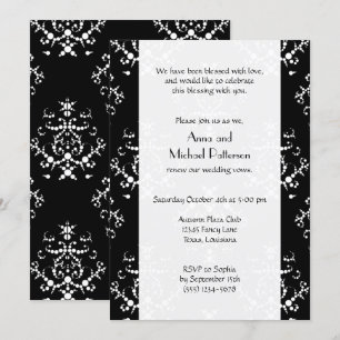 Vow Renewal - Damask, ornament, Snurra - svart Inbjudningar