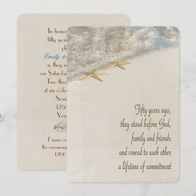 Vow Renewal för femtioårsjubileum Inbjudningar (Fram/baksida)