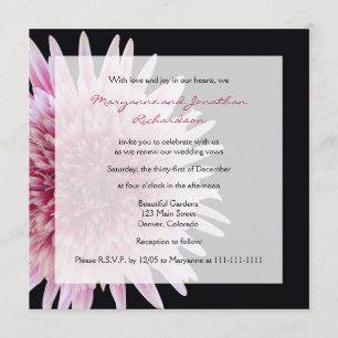 Vow Renewal Giant Rosa and White Gerbera Daisy Inbjudningar