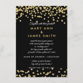 Vow Renewal Guld Faux Glitter Confetti Black Inbjudningar