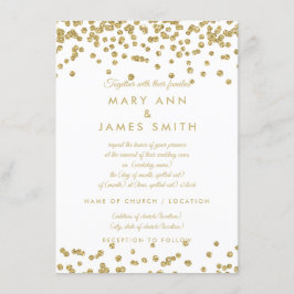 Vow Renewal Guld Faux Glitter Confetti White Inbjudningar