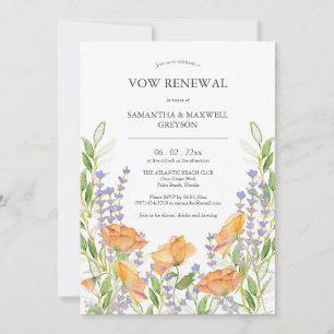 Vow Renewal-inbjudningar Blommigt Vattenfärg Inbjudningar