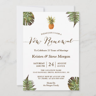 Vow Renewal Party - Summer Luau Pineapple Löv Inbjudningar