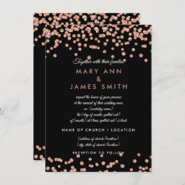 Vow Renewal Ro Guld Faux Glitter Confetti Black Inbjudningar