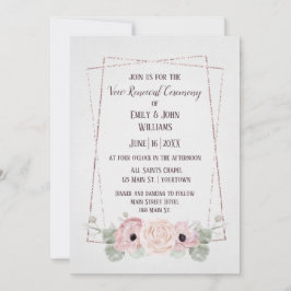 Vow Renewal Rosa Anemone och Glitter Ram bjudande Inbjudningar