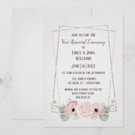 Vow Renewal Rosa Anemone och Glitter Ram bjudande Inbjudningar