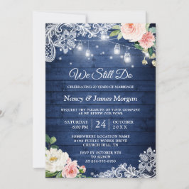 Vow Renewal Rustic Blue String Ljus Snöre Blommigt Inbjudningar
