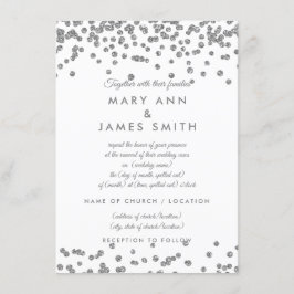 Vow Renewal Silver Faux Glitter Confetti White Inbjudningar