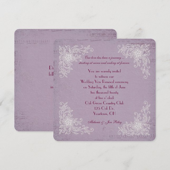 Vow Renewal-snöre hörn och musikbakgrund Inbjudningar (Fram/baksida)