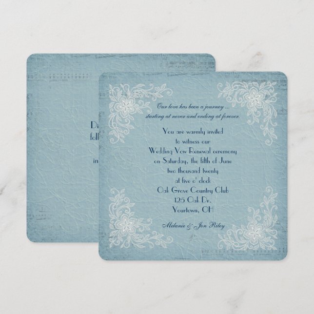 Vow Renewal-snöre hörn och musikbakgrund Inbjudningar (Fram/baksida)