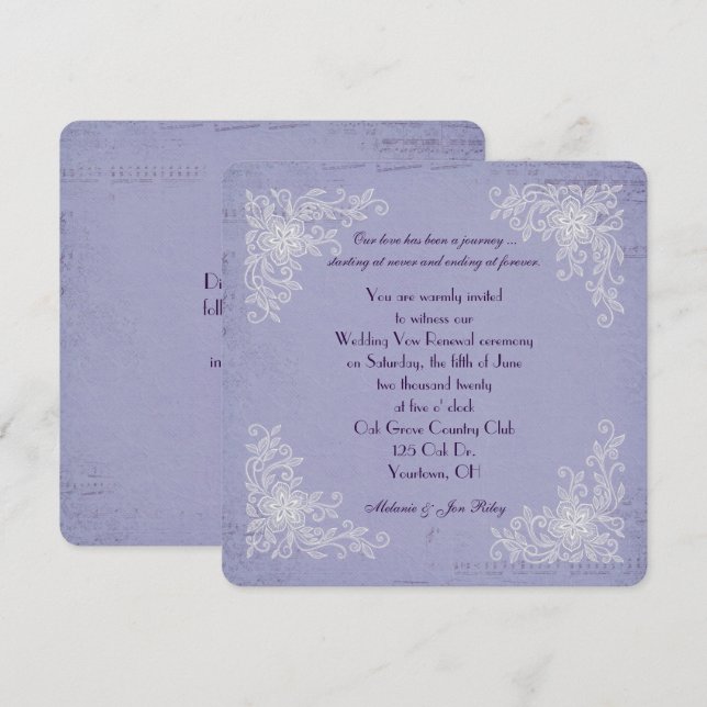 Vow Renewal-snöre hörn och musikbakgrund Inbjudningar (Fram/baksida)