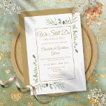 Vow Renewal Vi gör fortfarande Guld Greenery-årsda Inbjudningar<br><div class="desc">Den här inbjudan till förnyelse av chicens vow-årsjubileum med en delikat vattenfärgsgrej i land kan vara personlig med din speciella firande-information,  med en gyllene bakgrund på motsatsen som kan anpassas till färg. Designad av Thisisnotme©</div>