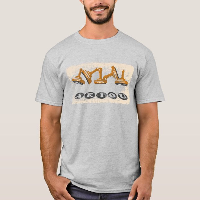 Vowels AEIOU Engelska Grammar T Shirt (Framsida)