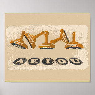 Vowels AEIOU Engelska språket Poster