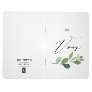Vows Bok Anpassningsbar minimalist Greenery Waterc Anteckningsbok