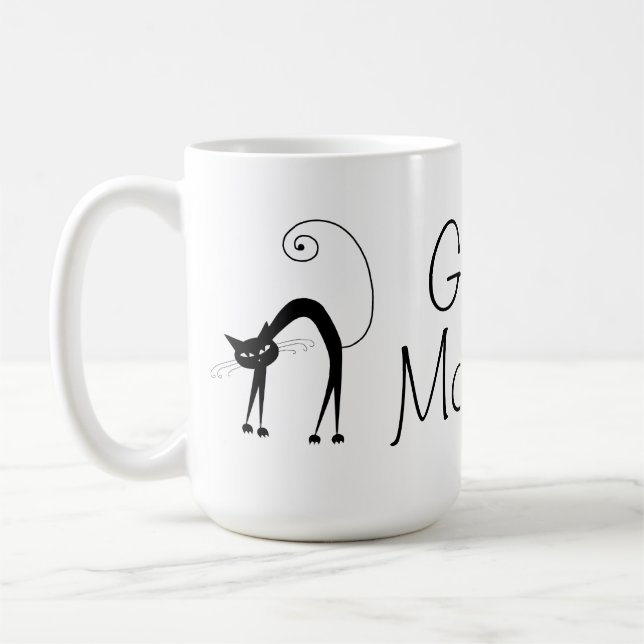 Voxkitty svart katt - bra morgon kaffemugg (Vänster)
