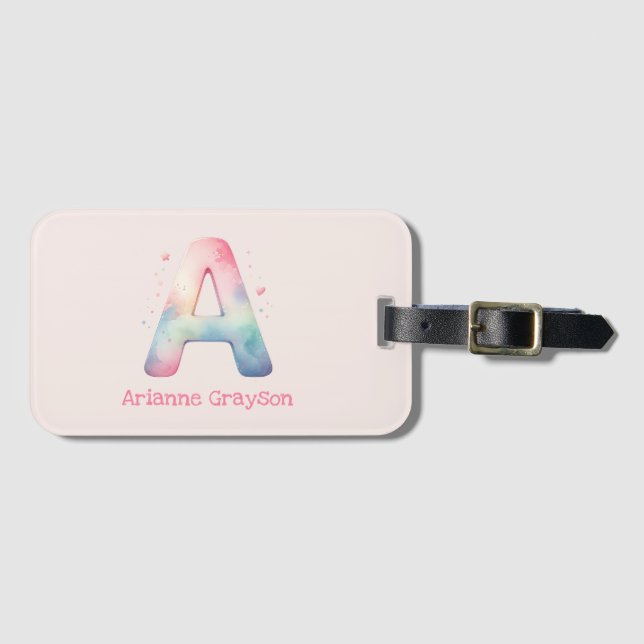 Voyage Monogram 'A' - Anpassningsbar reseetikett Bagagebricka (Framsida horisontal)