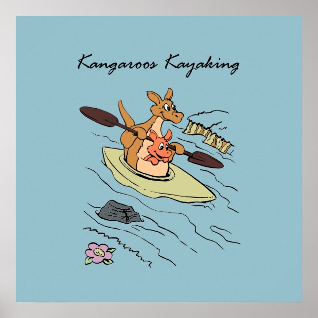 Voyage Travel Kangaroo Blue Cartoonish Poster (Framsidan)