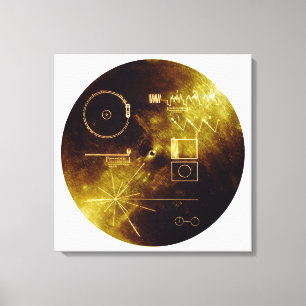 Voyager 1 + 2 Ljud Guld-täcket för jordpost Canvastryck