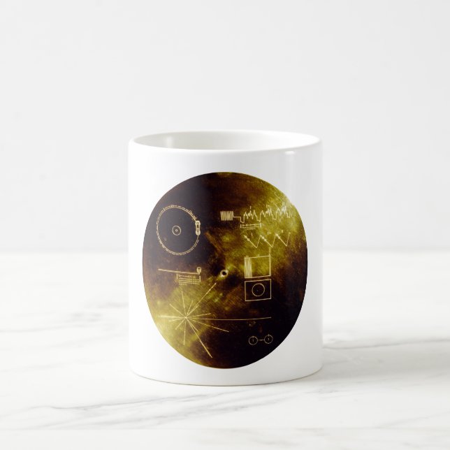 Voyager 1 + 2 Ljud Guld-täcket för jordpost Kaffemugg (Center)