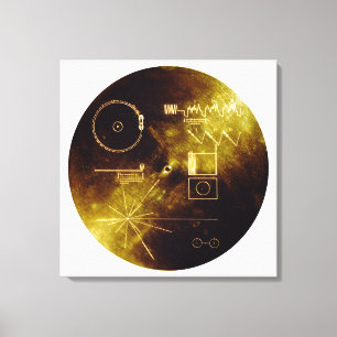 Voyager 1 + 2 Sounds of Earth Record Guld Cover Canvastryck