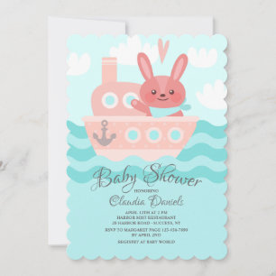 Voyager Bunny Shower-Rosa Inbjudningar