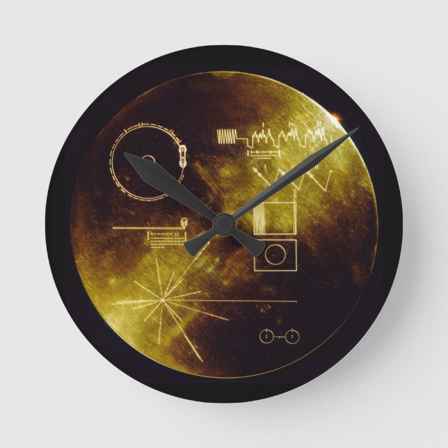 Voyager Golden Record Rund Klocka (Framsida)