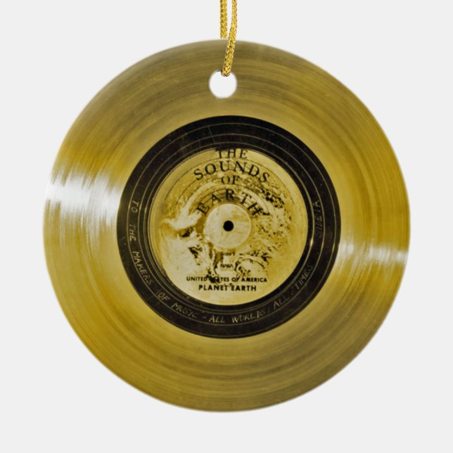 Voyager Spacecraft Golden Record och Cover Julgransprydnad Keramik (Framsidan)