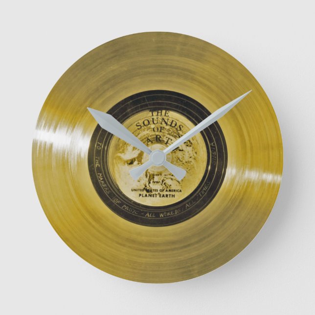 Voyager Spacecraft Golden Record Rund Klocka (Framsida)