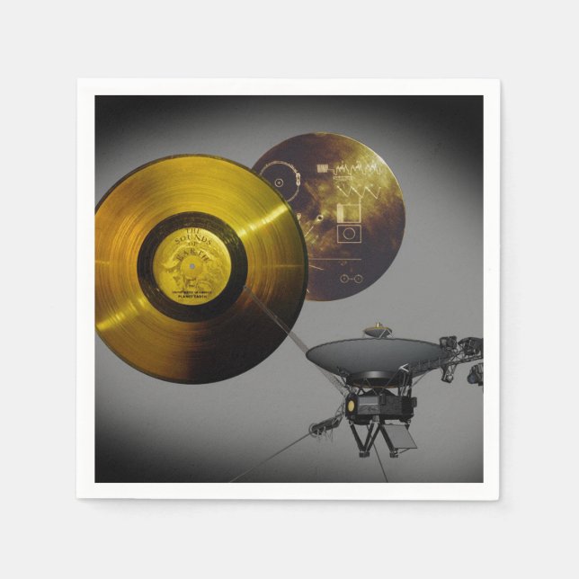 Voyager Spacecraft och Golden Record Pappersservett (Framsidan)