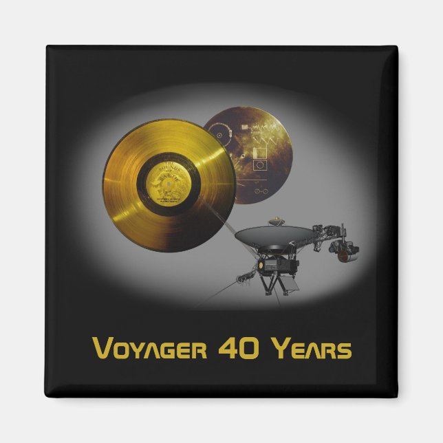 Voyager Spacecraft och Golden Record vid 40 Magnet (Framsidan)