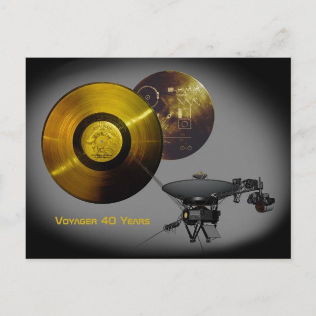Voyager Spacecraft och Golden Record vid 40 Vykort (Framsida)