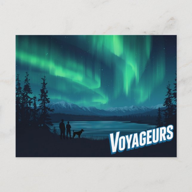 Voyageurs Aurora Borealis Konst Vykort (Framsida)