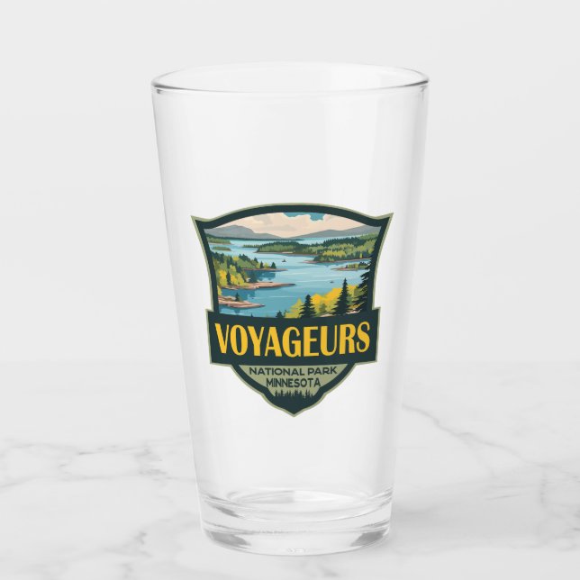 Voyageurs nationalpark Illustration Retro Badge Glaskopp (Framsida)