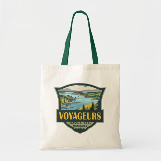 Voyageurs nationalpark Illustration Retro Badge Tygkasse (Framsidan)