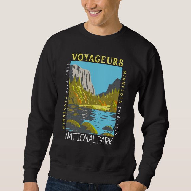 Voyageurs nationalpark Minnesota Retro Distress Lång Ärmad Tröja (Framsida)