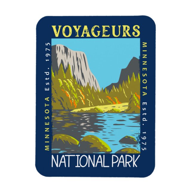 Voyageurs nationalpark Minnesota Retro Distress Magnet (Vertikal)