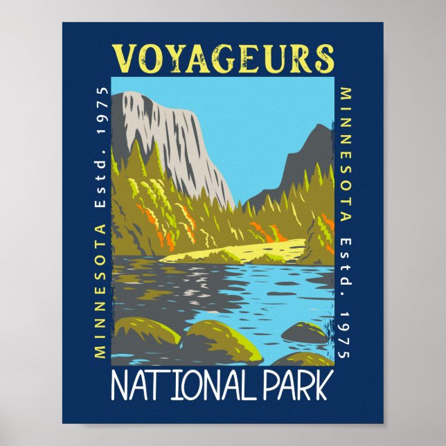 Voyageurs nationalpark Minnesota Retro Distress Poster (Framsidan)