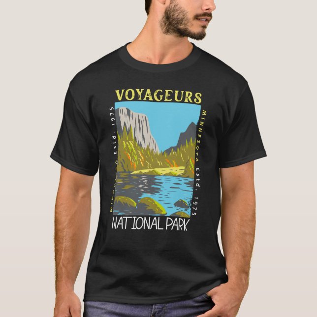 Voyageurs nationalpark Minnesota Retro Distress T Shirt (Framsida)