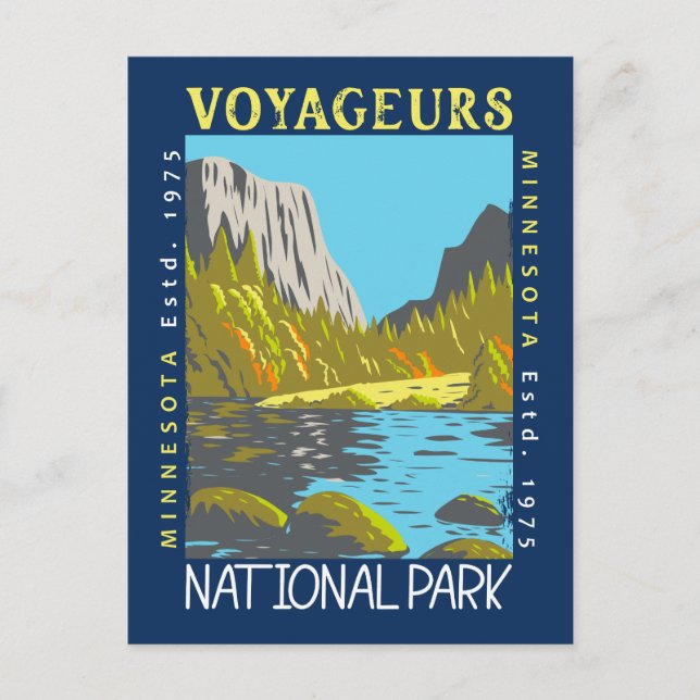 Voyageurs nationalpark Minnesota Retro Distress Vykort (Framsida)