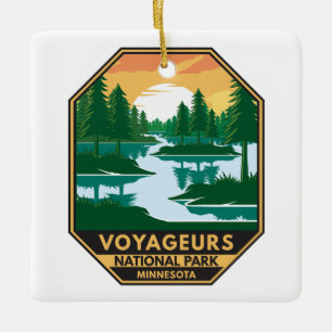 Voyageurs nationalpark Minnesota Sunset Emblem Julgransprydnad Keramik
