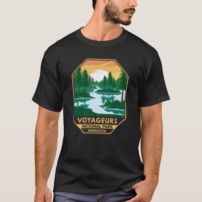 Voyageurs nationalpark Minnesota Sunset Emblem T Shirt (Framsida)