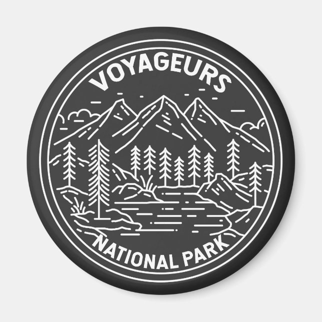 Voyageurs nationalpark Minnesota Vintage Monoline Magnet (Framsidan)